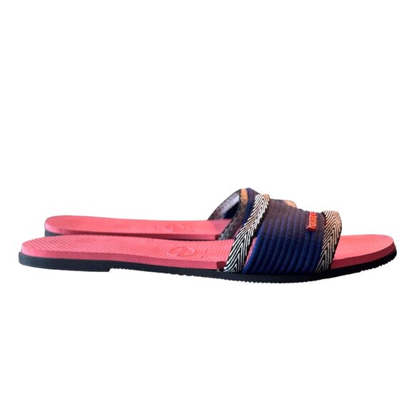 Havaianas You Trancoso Sandals Slides Flip Flops Size 41-42 Navy White‎ 9/10 - Picture 2 of 8